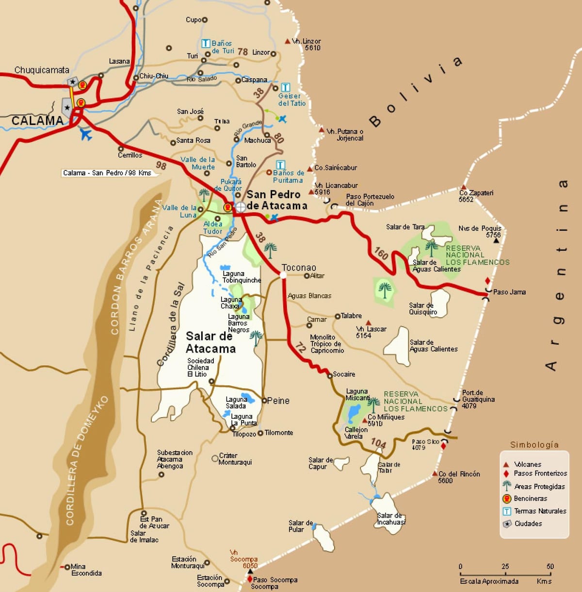 Térkép atacama, Chile