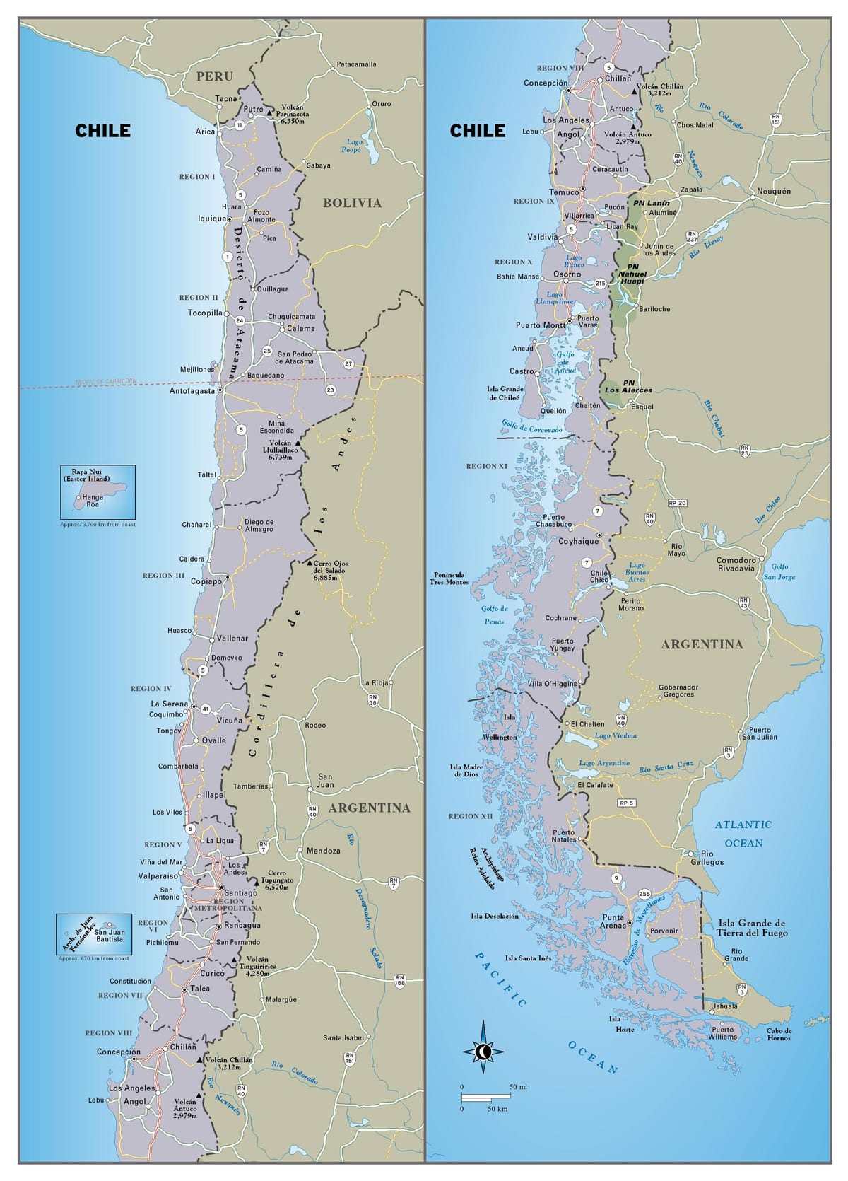 Térkép Chile utazás