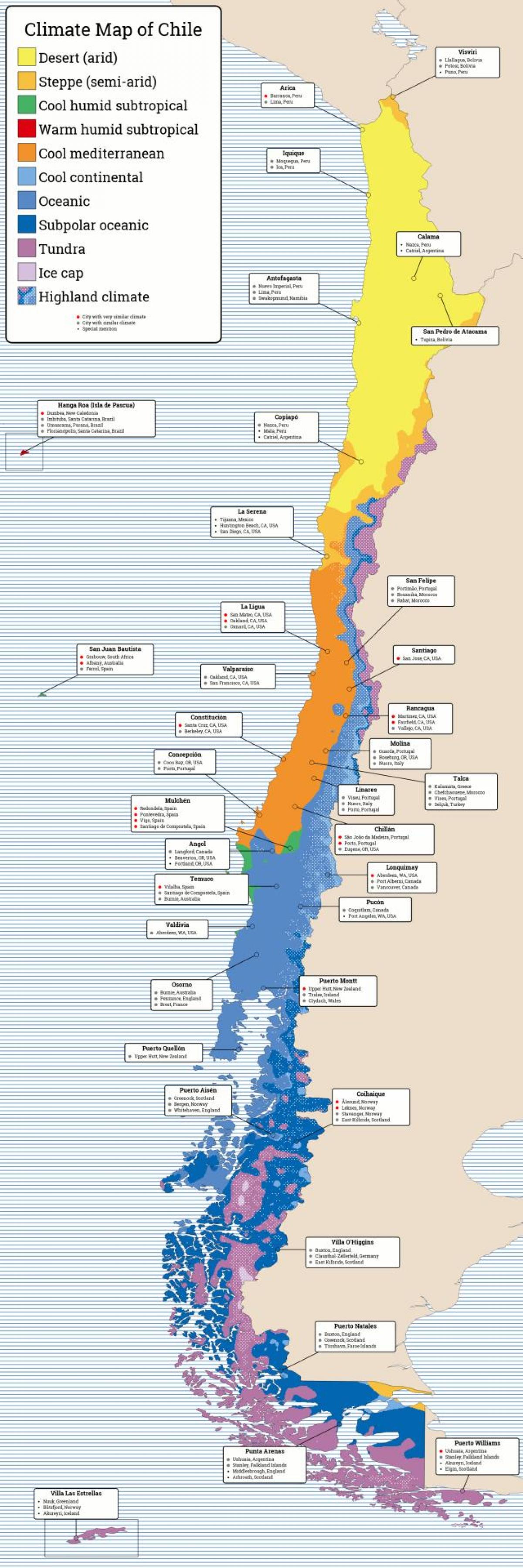 Térkép Chile éghajlat