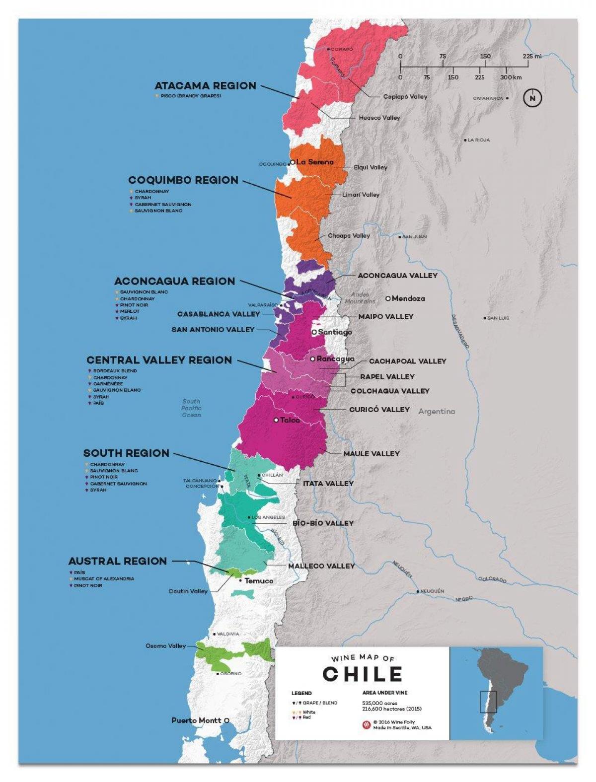 Chilei bor ország térkép