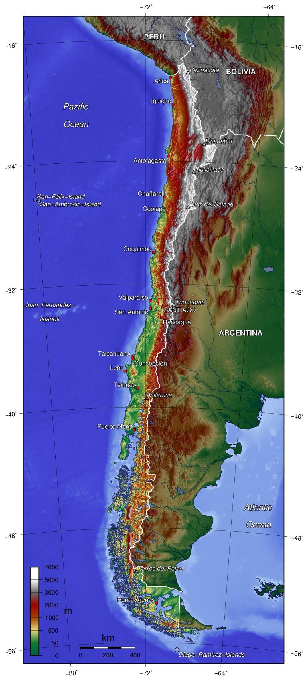 Chile földrajz térkép