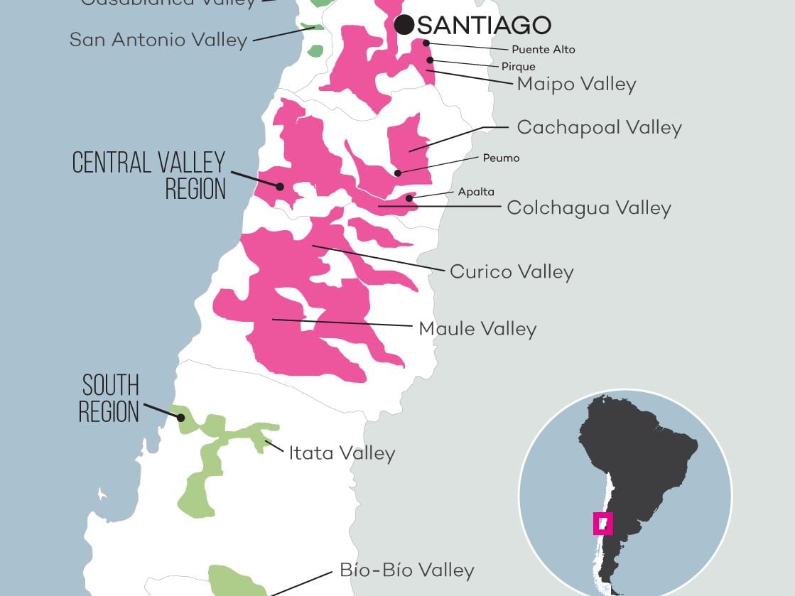 Térkép central valley Chile