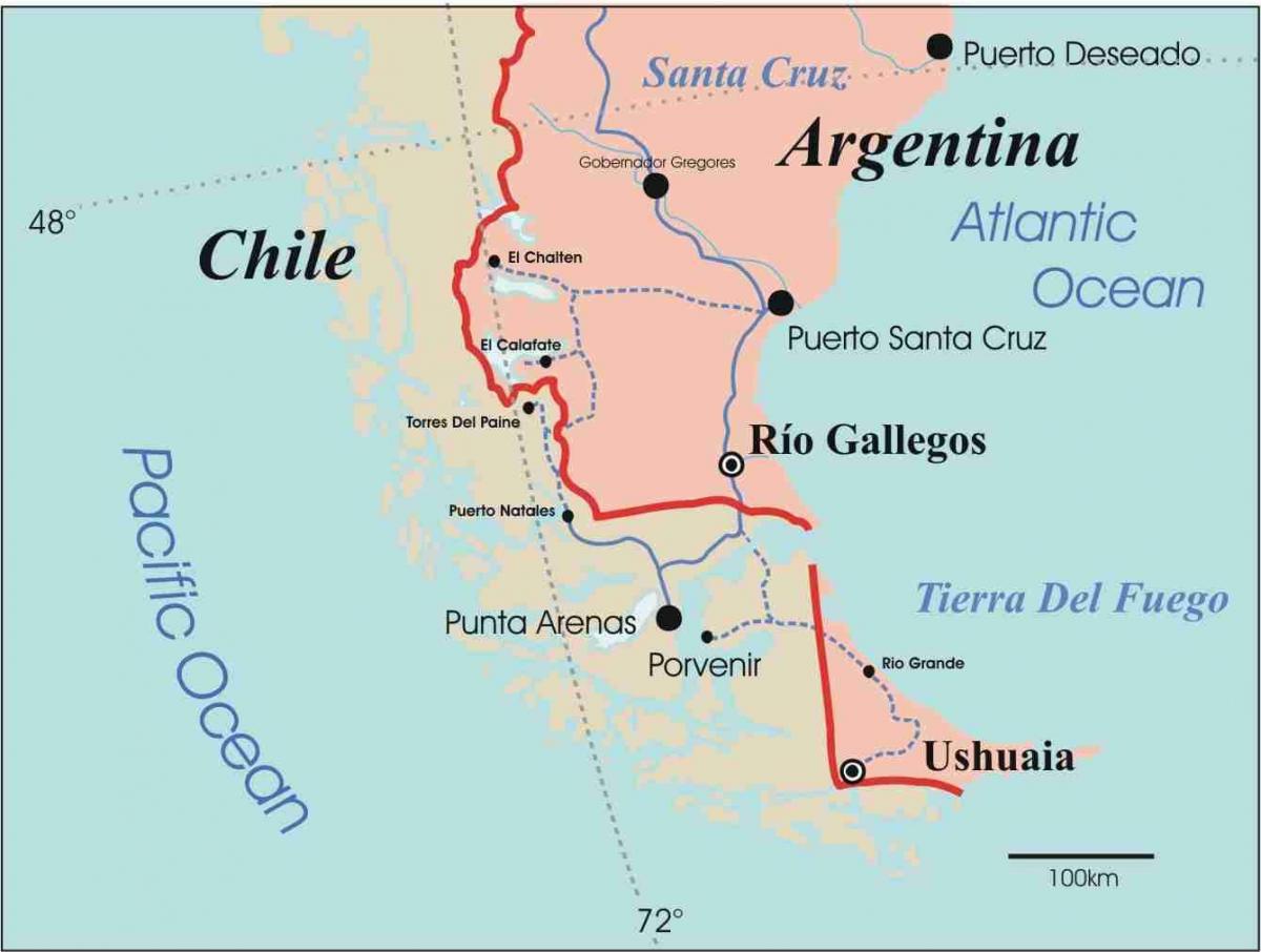 Térkép patagónia, Chile
