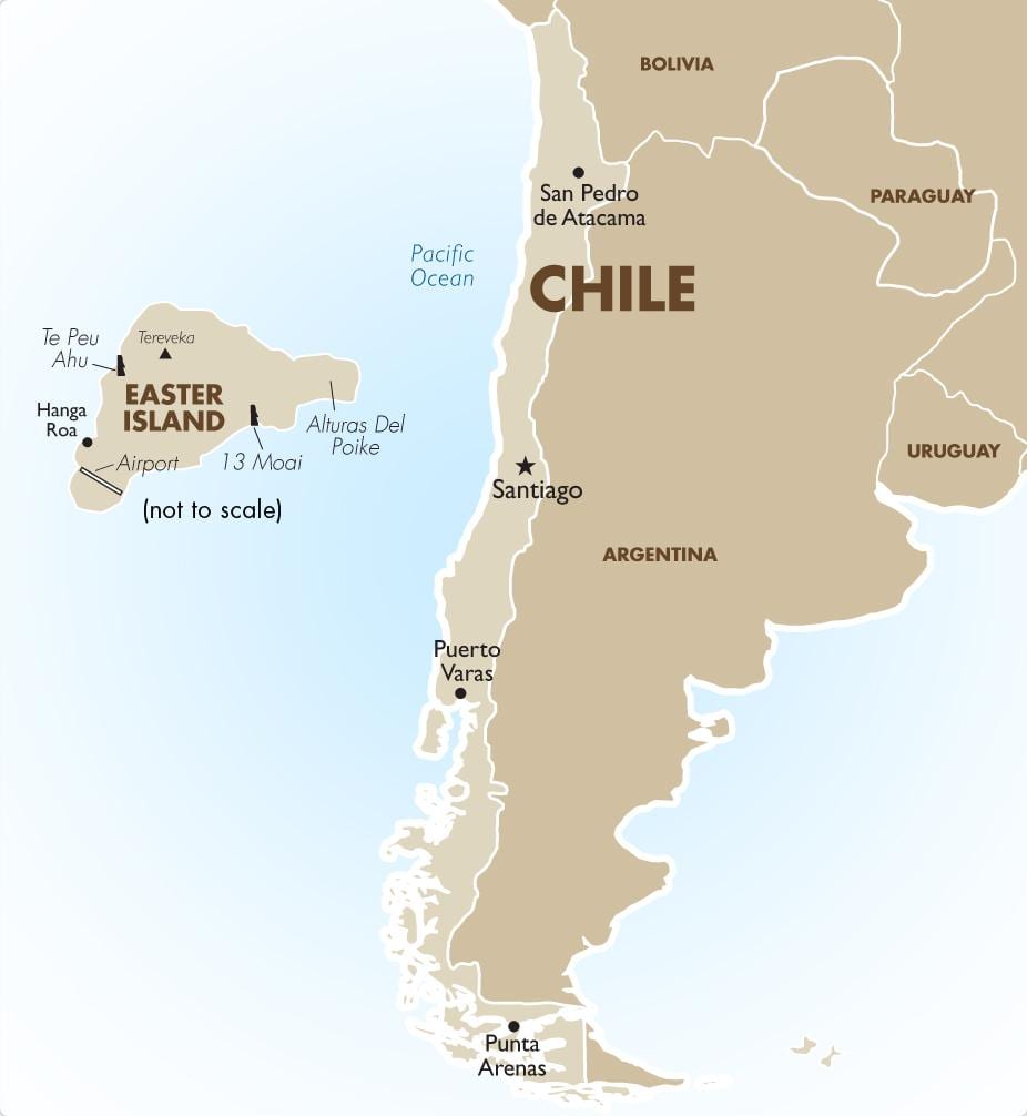 térkép Chile beleértve a húsvét-sziget
