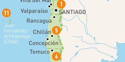 Chile tartományok térkép