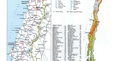 Térkép Chile természeti erőforrások 