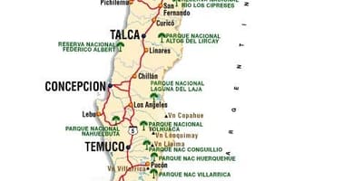 Chile látnivalók térkép