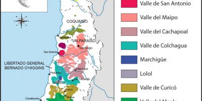 Térkép Chilei bor régiók 