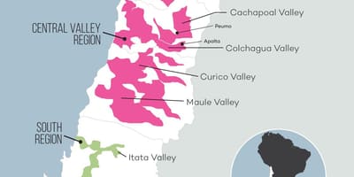 Térkép central valley Chile
